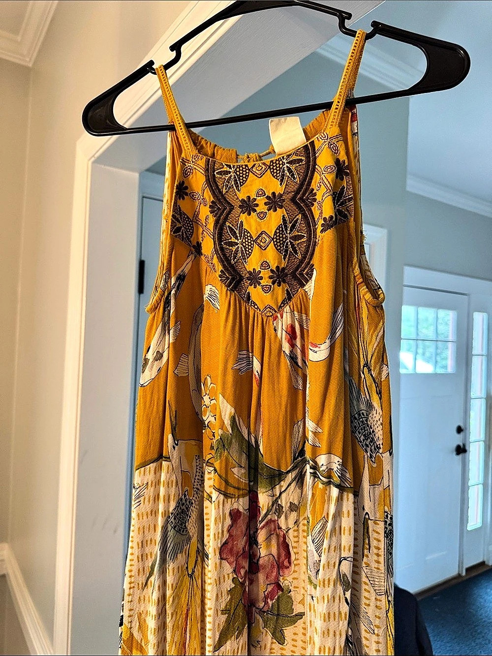 One September Anthropologie Paradiso Halter Dress Floral Maxi Yellow & White
